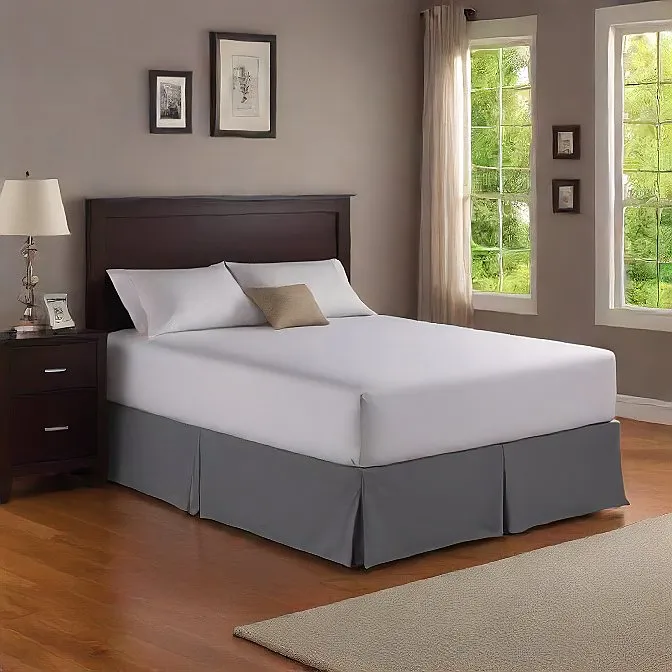 19 Inches Drop Bed Skirt Dark Grey Egyptian Cotton 1000TC