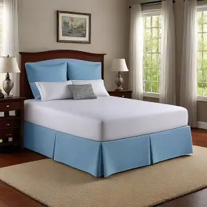 22 Inches Bed Skirt Sky Blue Egyptian Cotton 1000TC