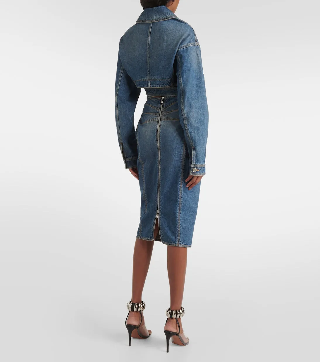 Alaïa denim pencil skirt, blue
