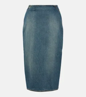 Alaïa denim pencil skirt, blue