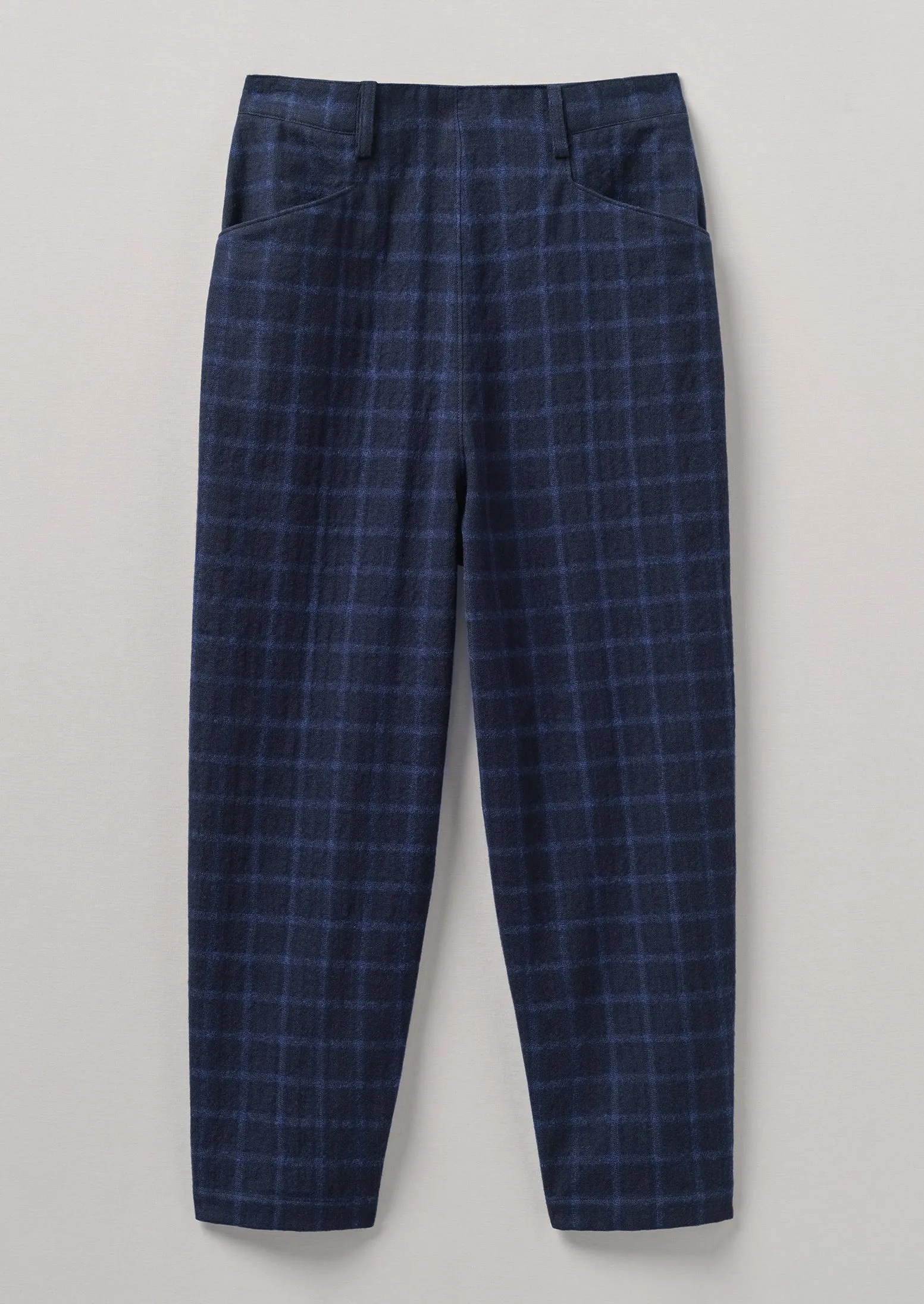 Alix Cotton Wool Seersucker Trousers | Navy