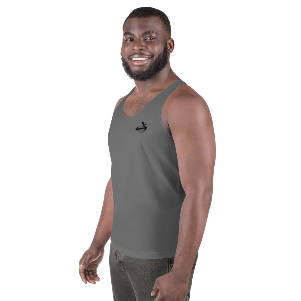 Athletic Apparatus Grey Black logo Unisex Tank Top