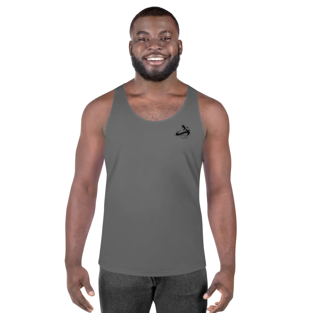 Athletic Apparatus Grey Black logo Unisex Tank Top
