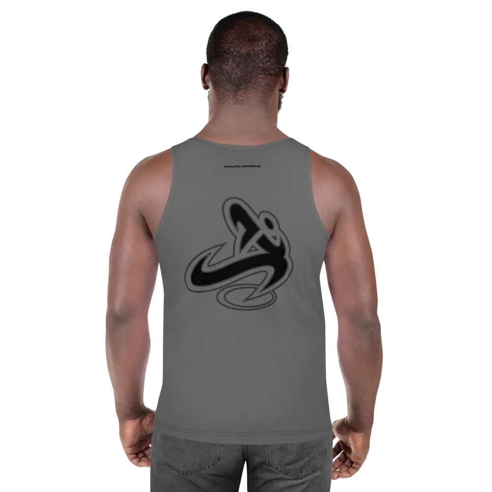 Athletic Apparatus Grey Black logo Unisex Tank Top