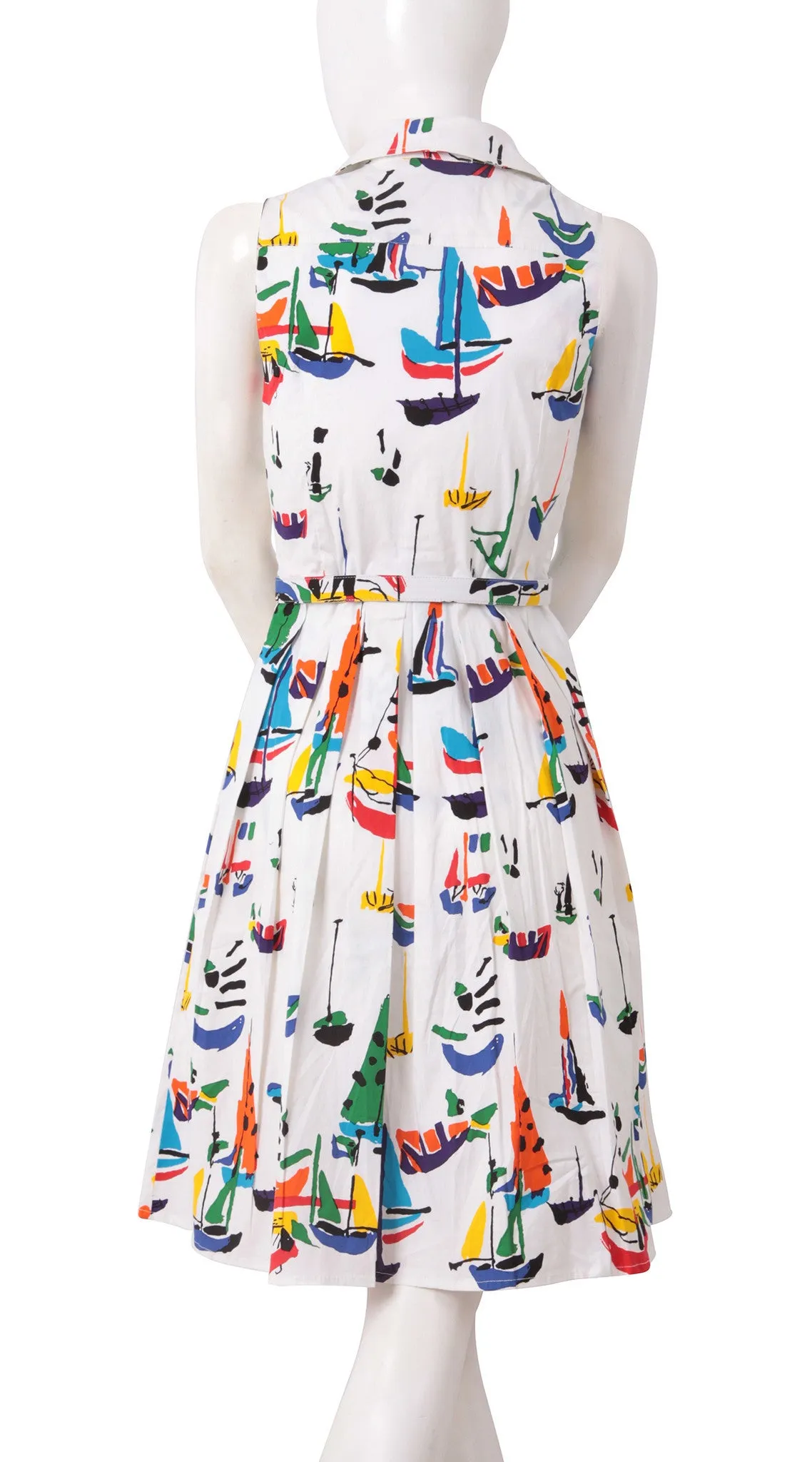 Audrey Dress Shirt Collar Sleeveless Regular Cotton Stretch (Sail Boat)