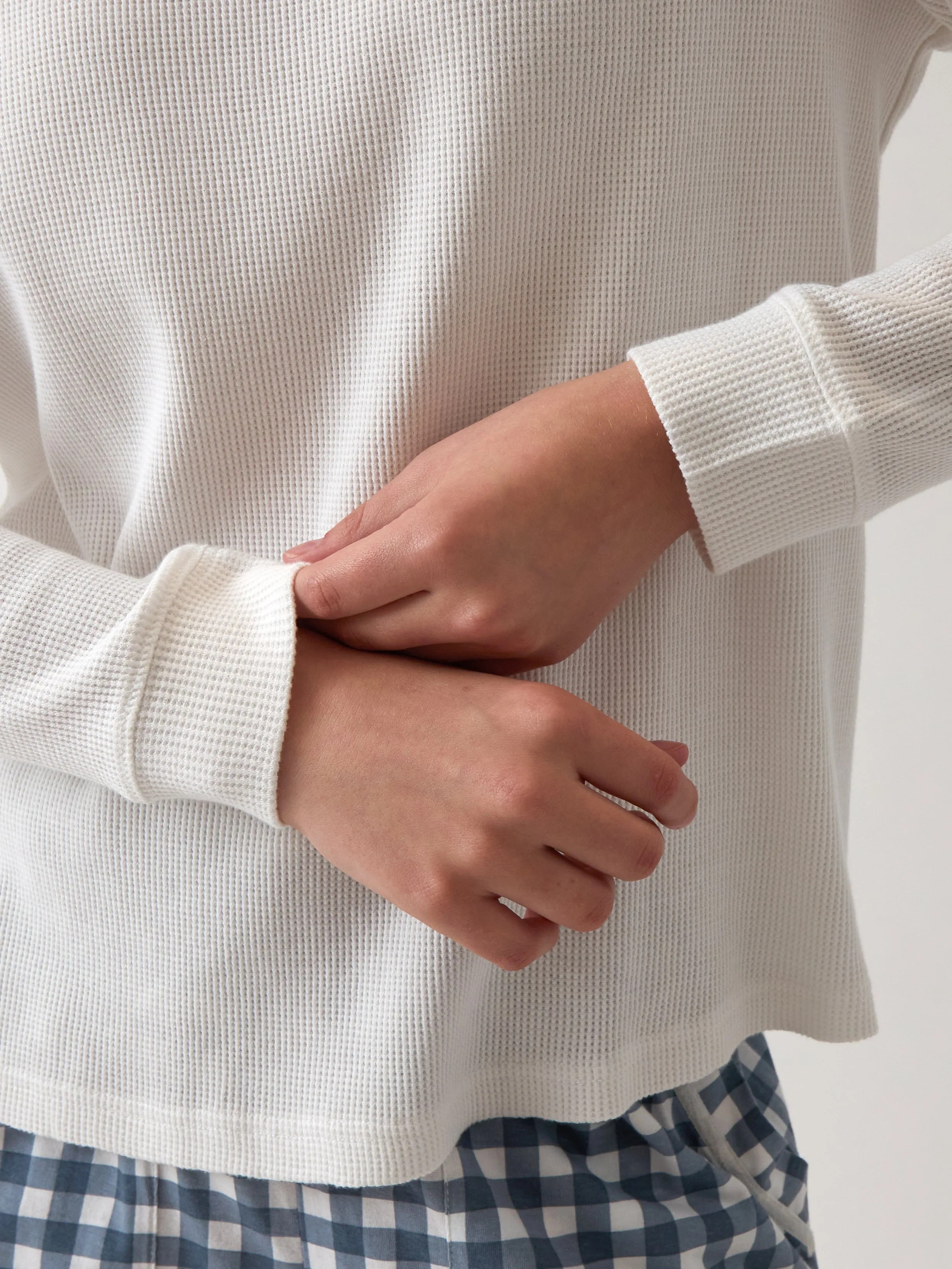 Balance Waffle Knit Long Sleeve Tee in White
