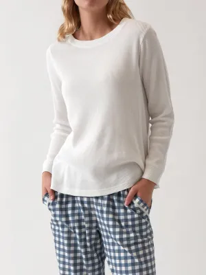 Balance Waffle Knit Long Sleeve Tee in White
