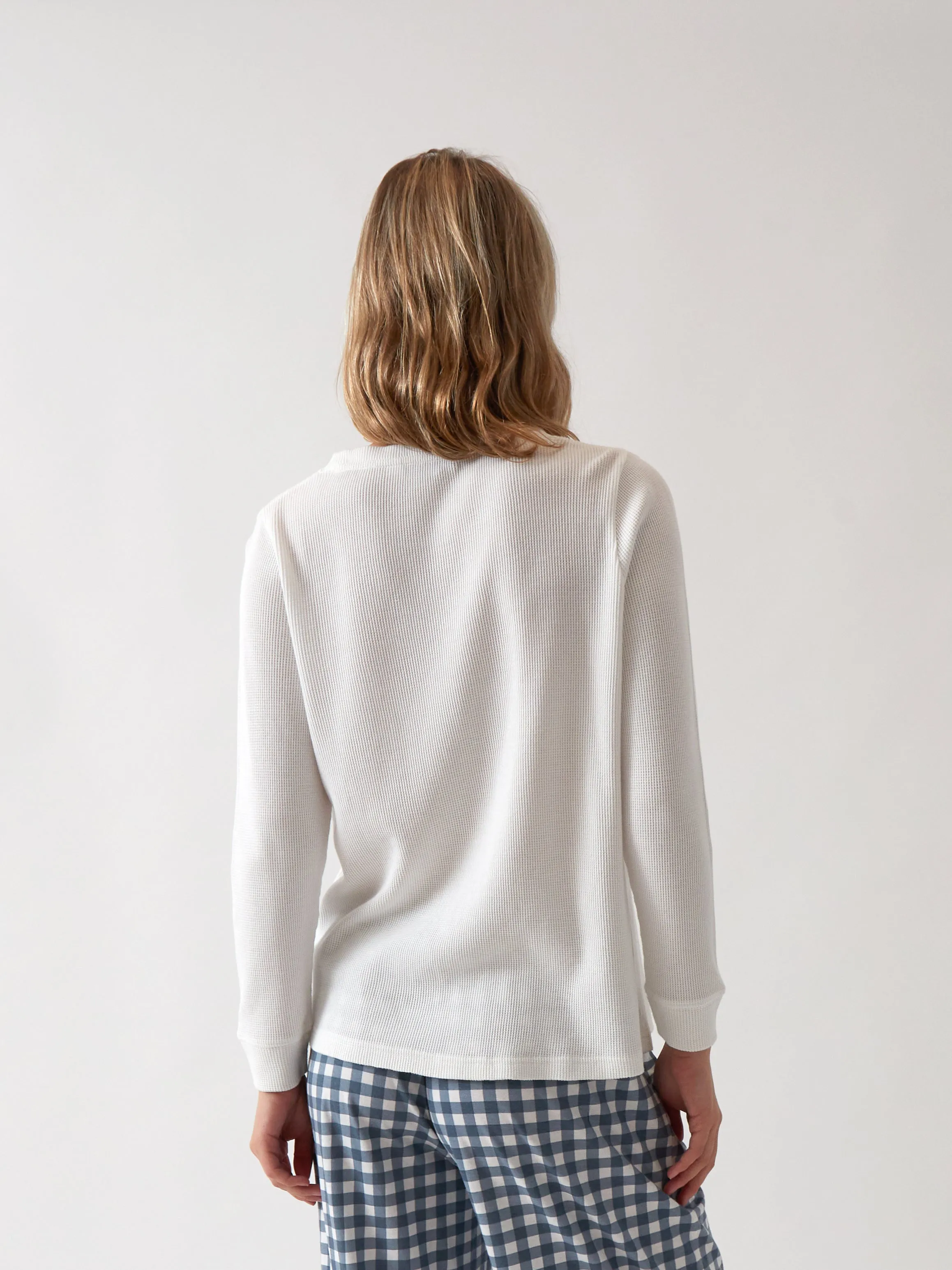 Balance Waffle Knit Long Sleeve Tee in White