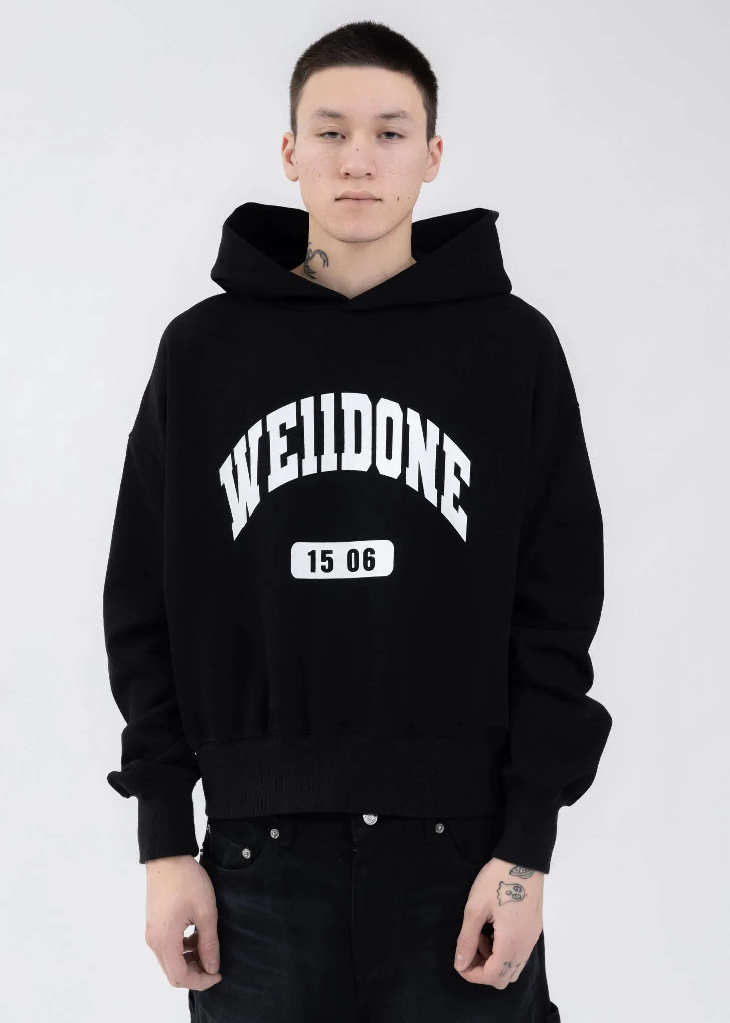 BLACK OLD SCHOOL CAMPUS LOGO HOODIE