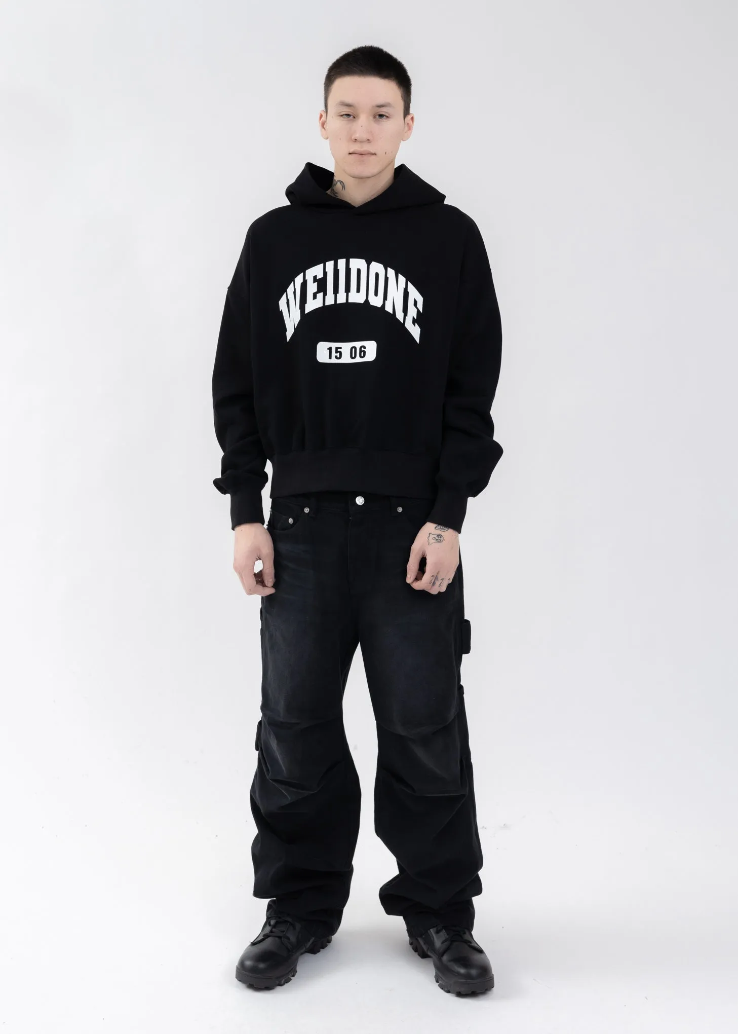 BLACK OLD SCHOOL CAMPUS LOGO HOODIE