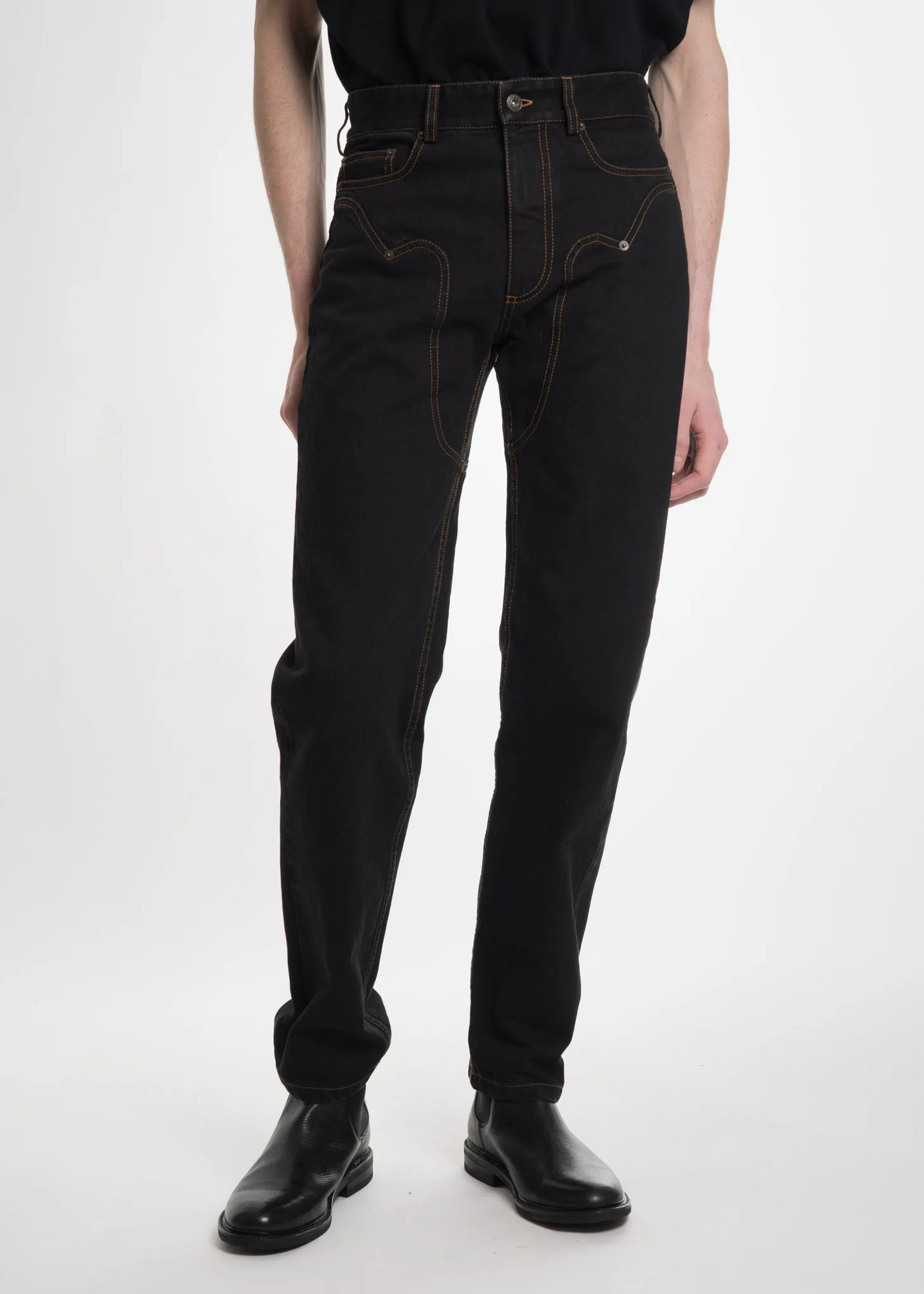 Black Stonewash Western Jeans