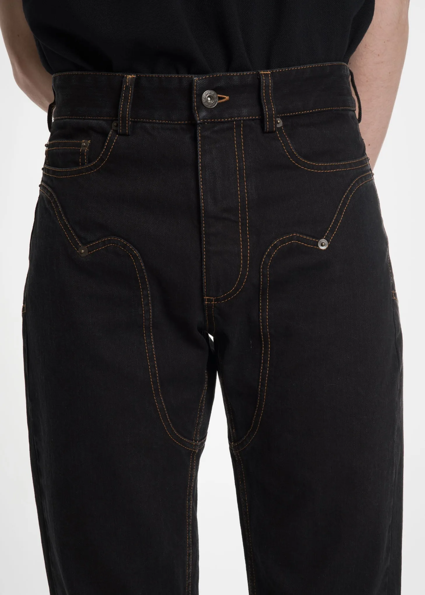 Black Stonewash Western Jeans