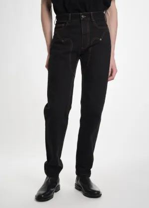 Black Stonewash Western Jeans