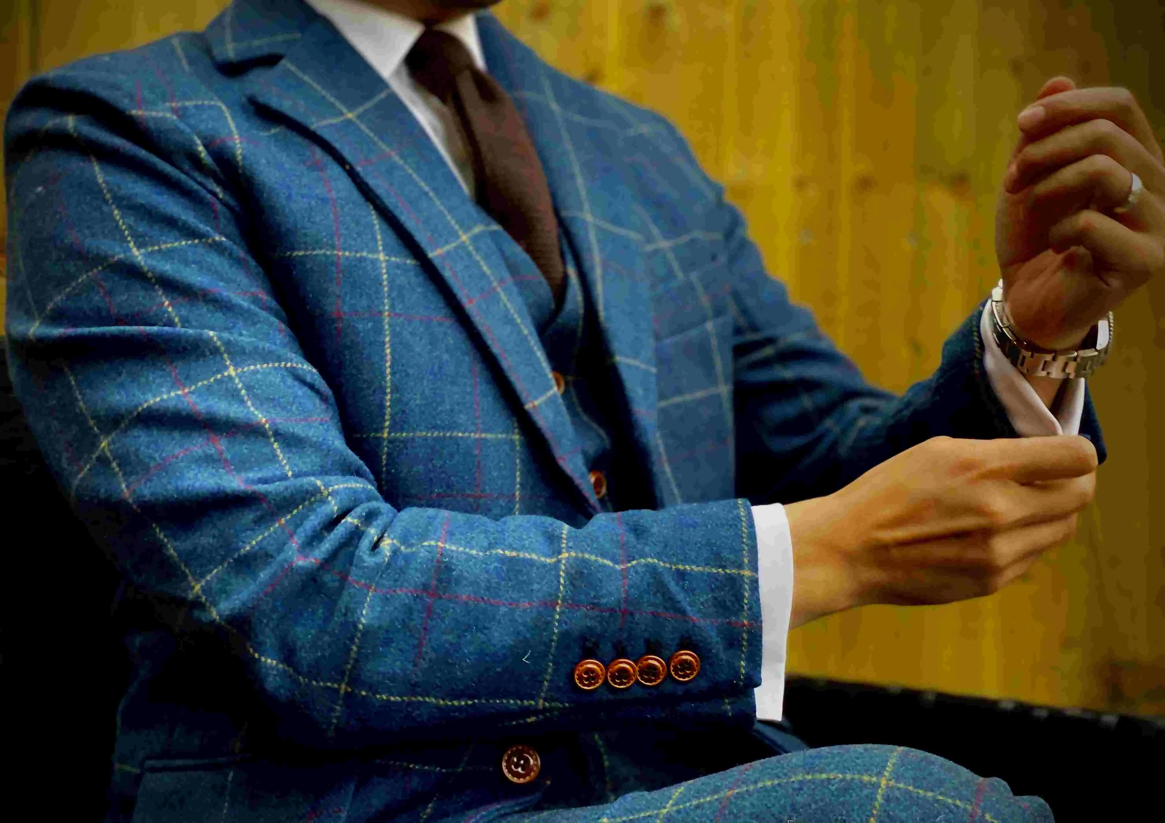 Blue Overcheck Twill Jacket