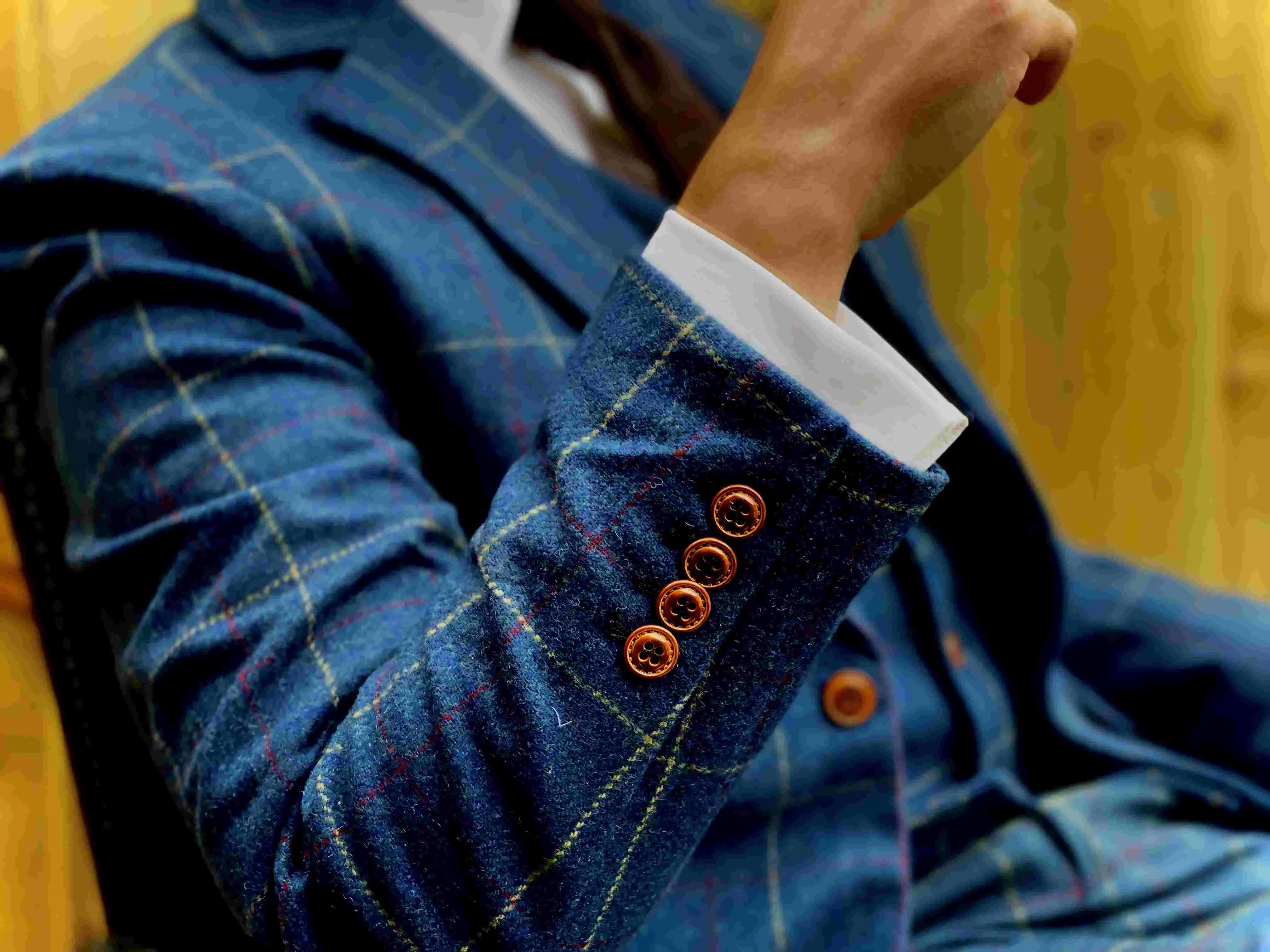 Blue Overcheck Twill Jacket
