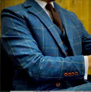 Blue Overcheck Twill Jacket