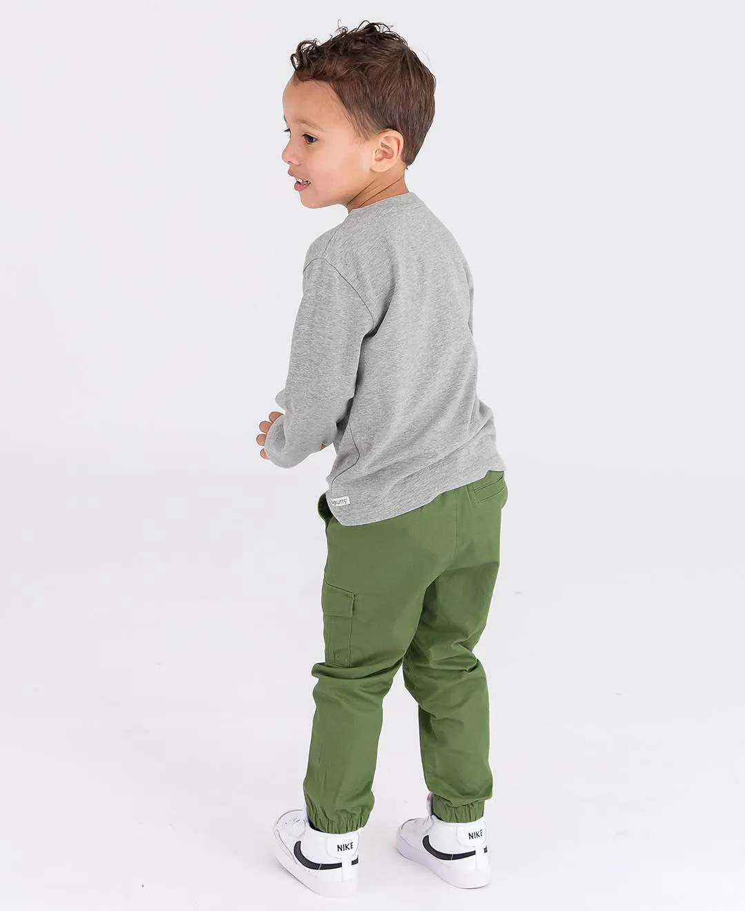 Boys Dusty Olive Slim Cargo Joggers