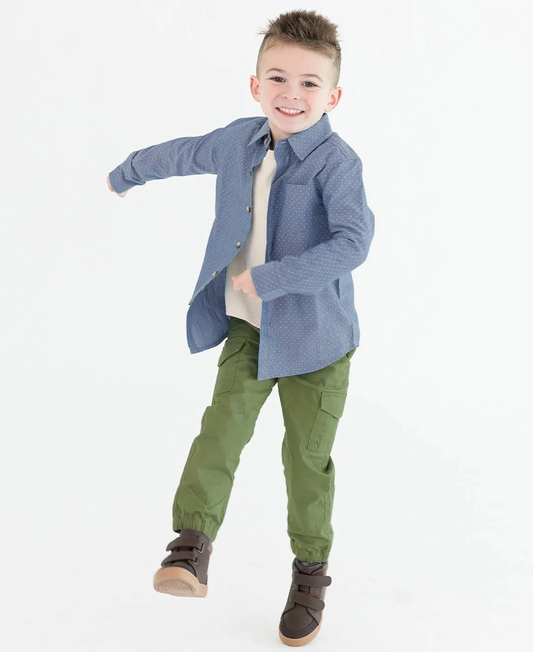Boys Dusty Olive Slim Cargo Joggers