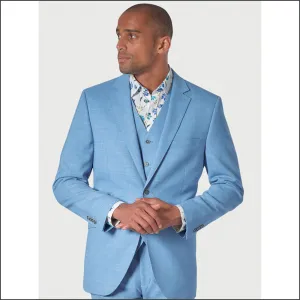 Brook Taverner Constable Tailored Fit Sky Blue Linen Mix Jacket@