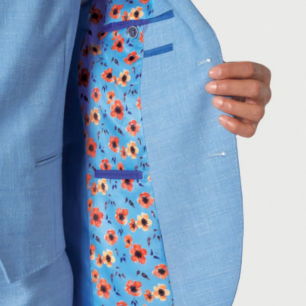 Brook Taverner Constable Tailored Fit Sky Blue Linen Mix Jacket@