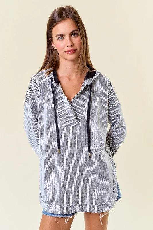 Brown Finding Joy In The Ordinary Textured Striped Hoodie