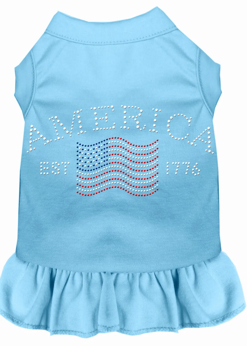 Classic America Rhinestone Dress Baby Blue Xxl