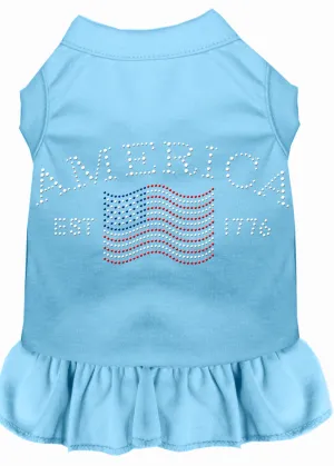 Classic America Rhinestone Dress Baby Blue Xxl