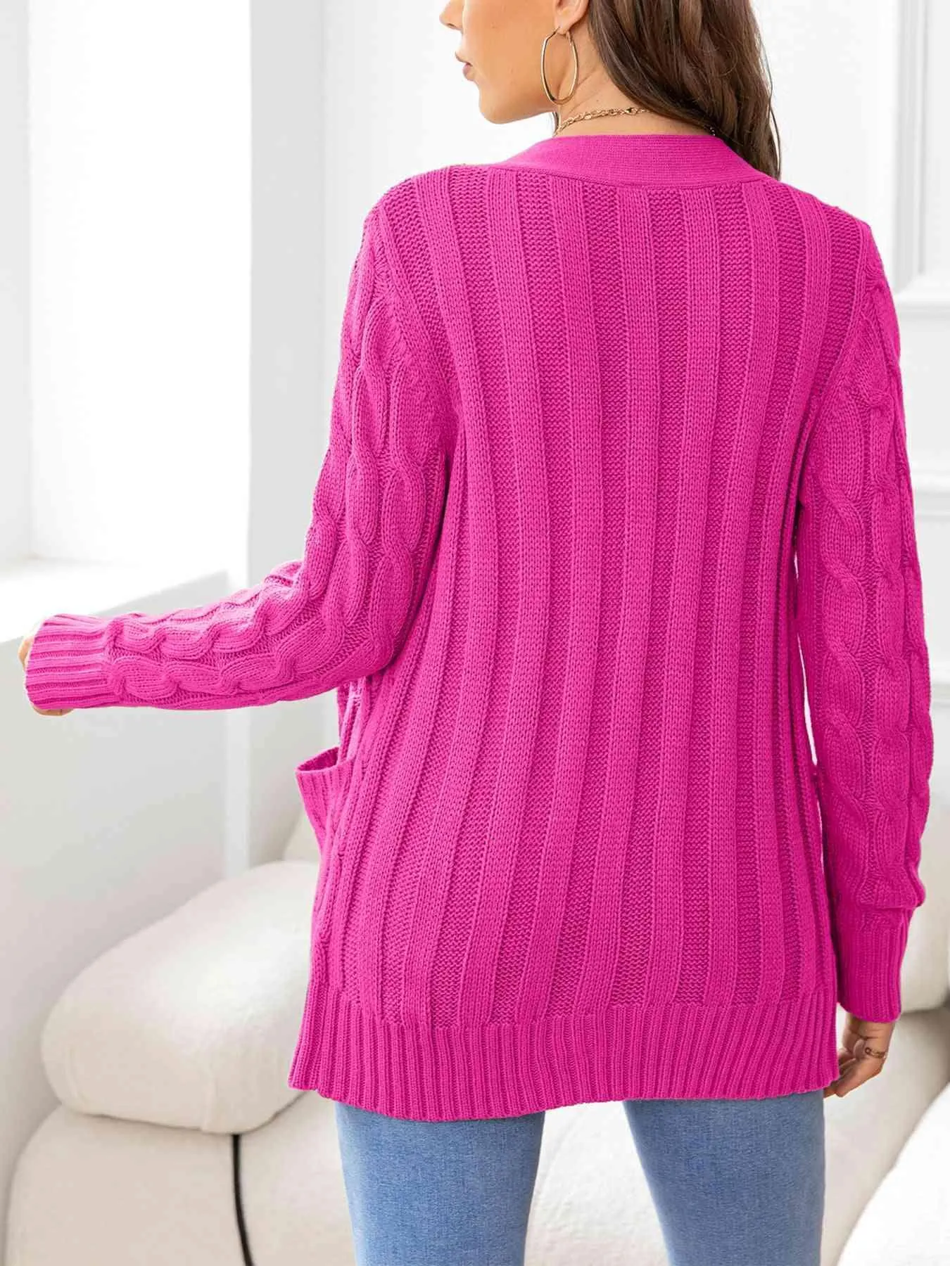 Cozy Embrace Button Up Cable Knit Cardigan