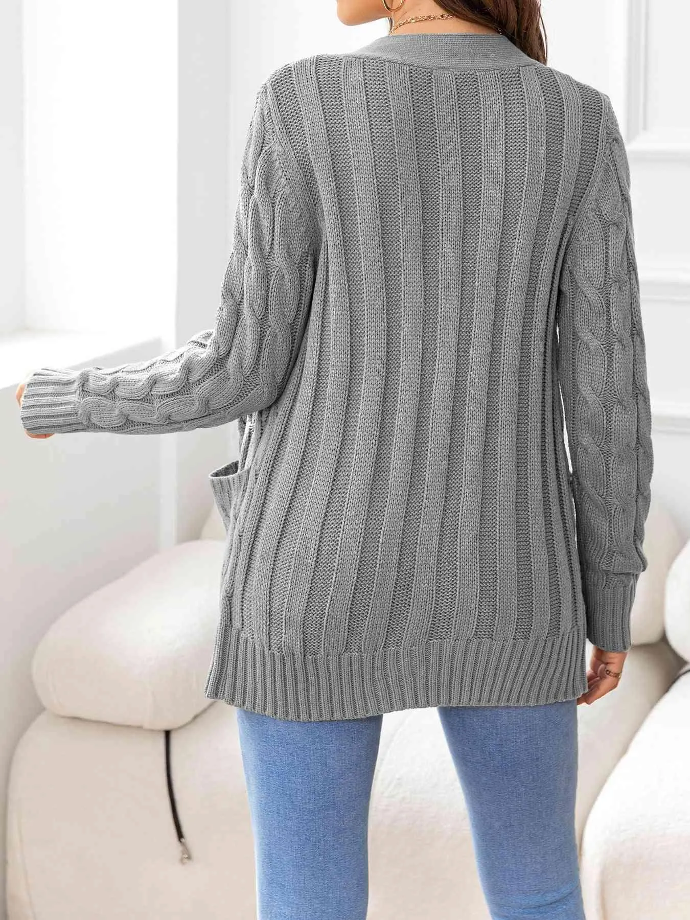 Cozy Embrace Button Up Cable Knit Cardigan