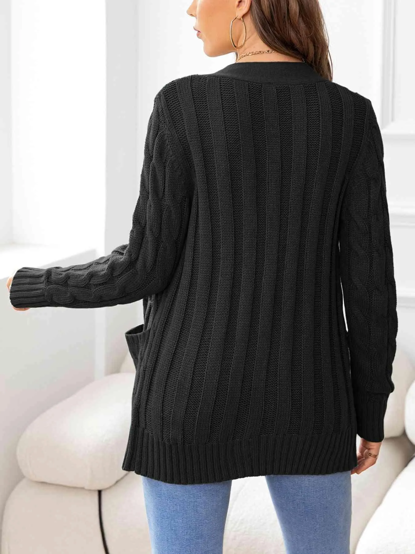 Cozy Embrace Button Up Cable Knit Cardigan