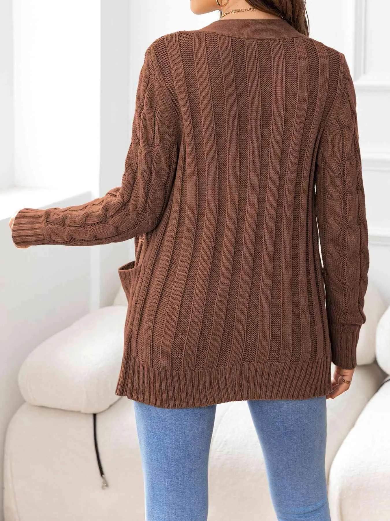 Cozy Embrace Button Up Cable Knit Cardigan