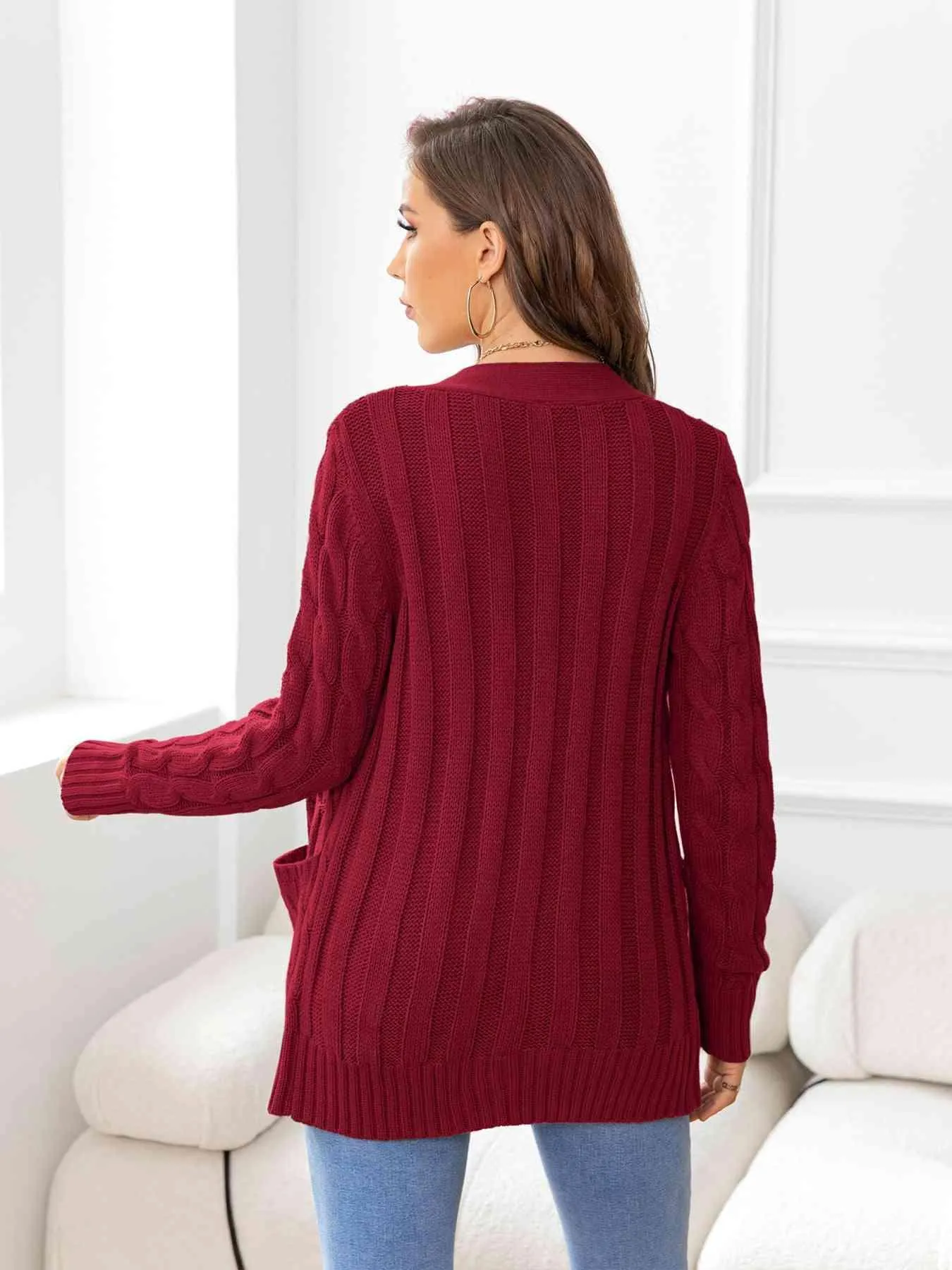 Cozy Embrace Button Up Cable Knit Cardigan