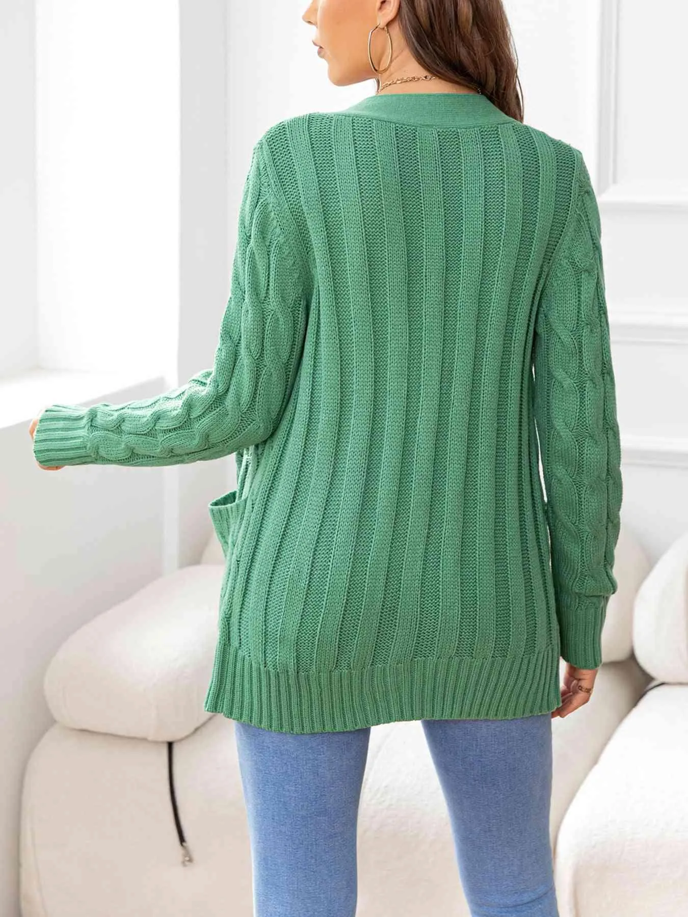 Cozy Embrace Button Up Cable Knit Cardigan