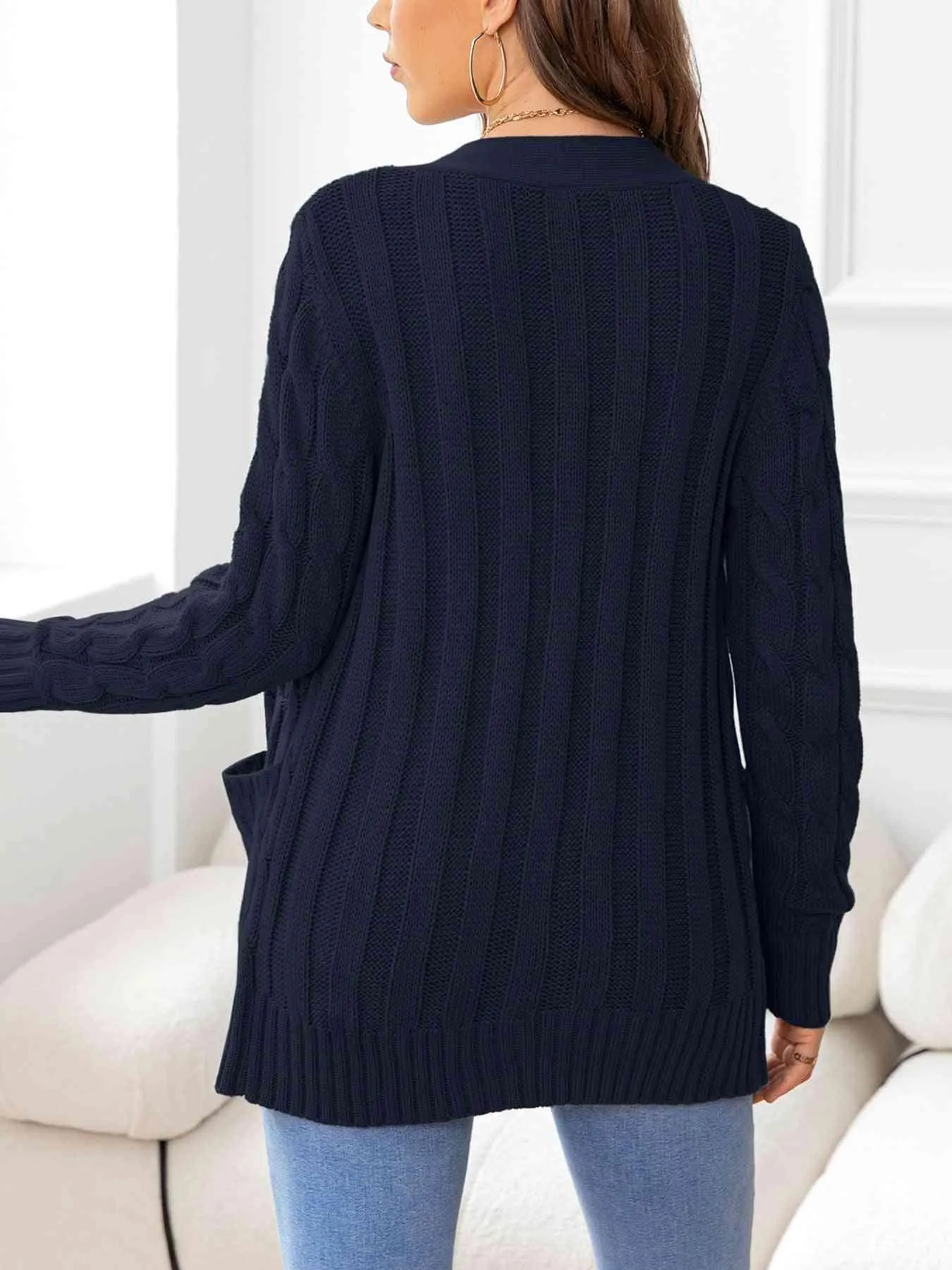 Cozy Embrace Button Up Cable Knit Cardigan