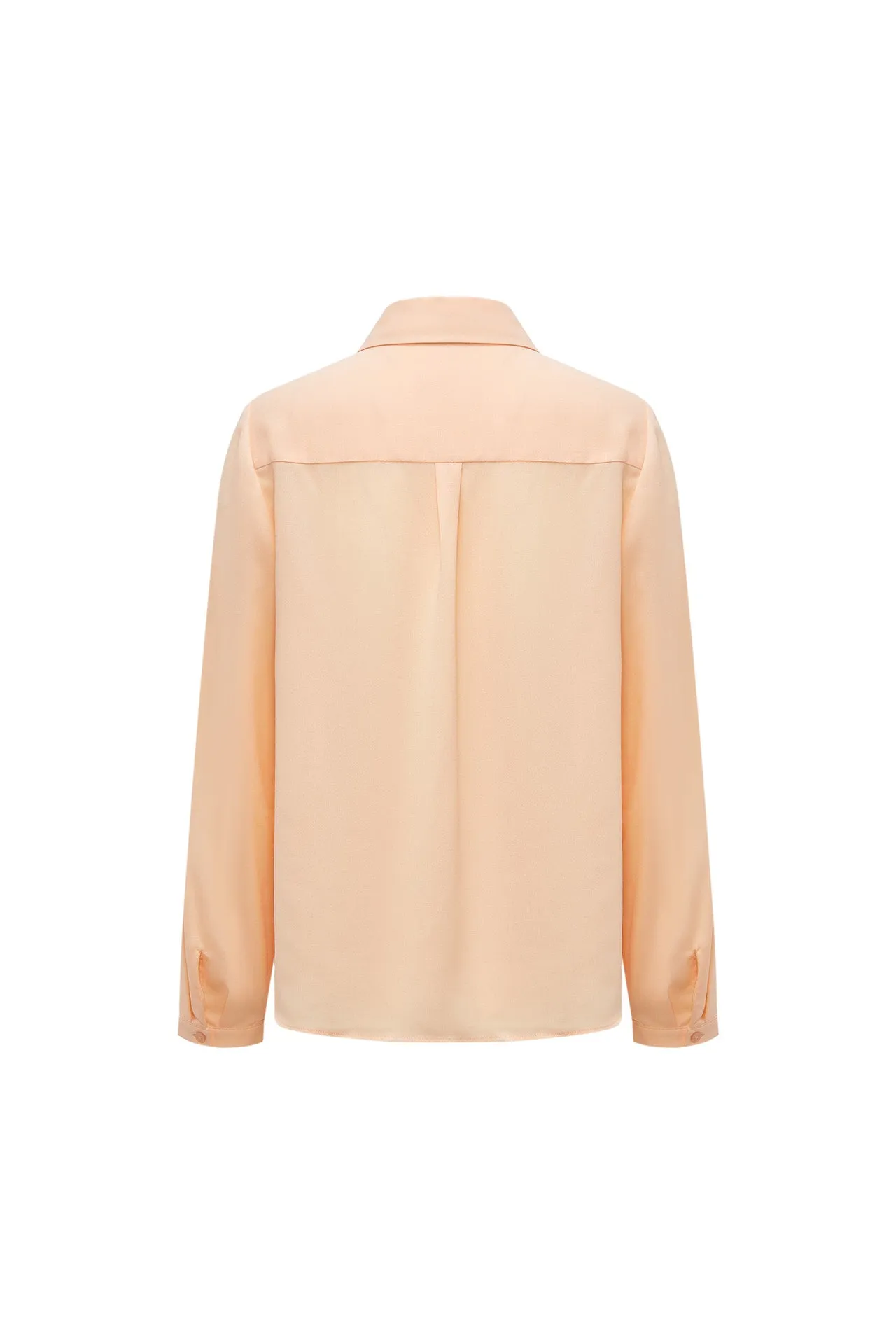 Crepe Shirt Collar Blouse with Detachable Scarf