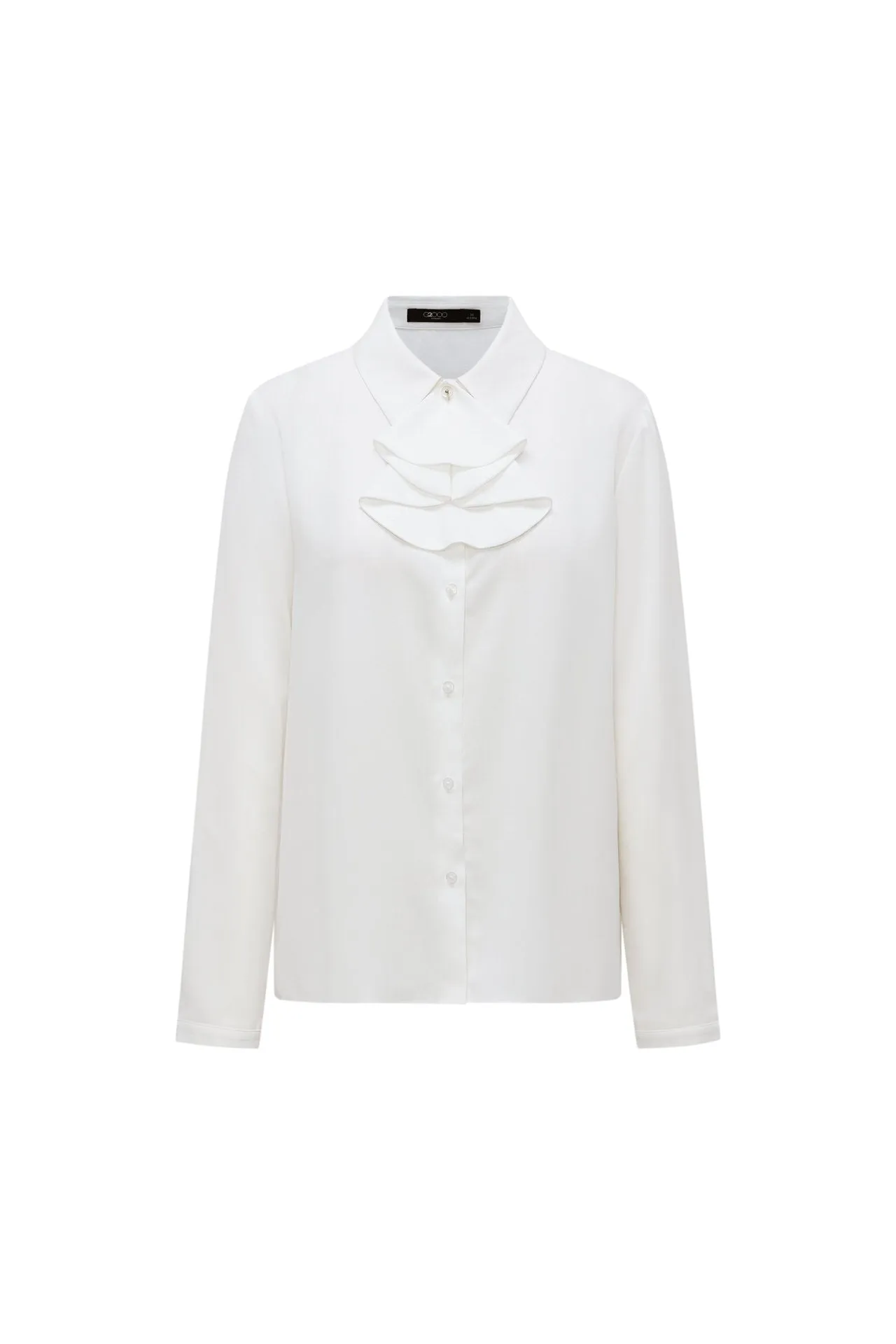 Crepe Shirt Collar Blouse with Detachable Scarf