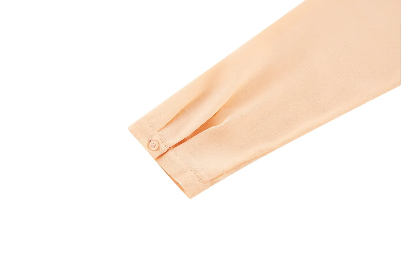 Crepe Shirt Collar Blouse with Detachable Scarf