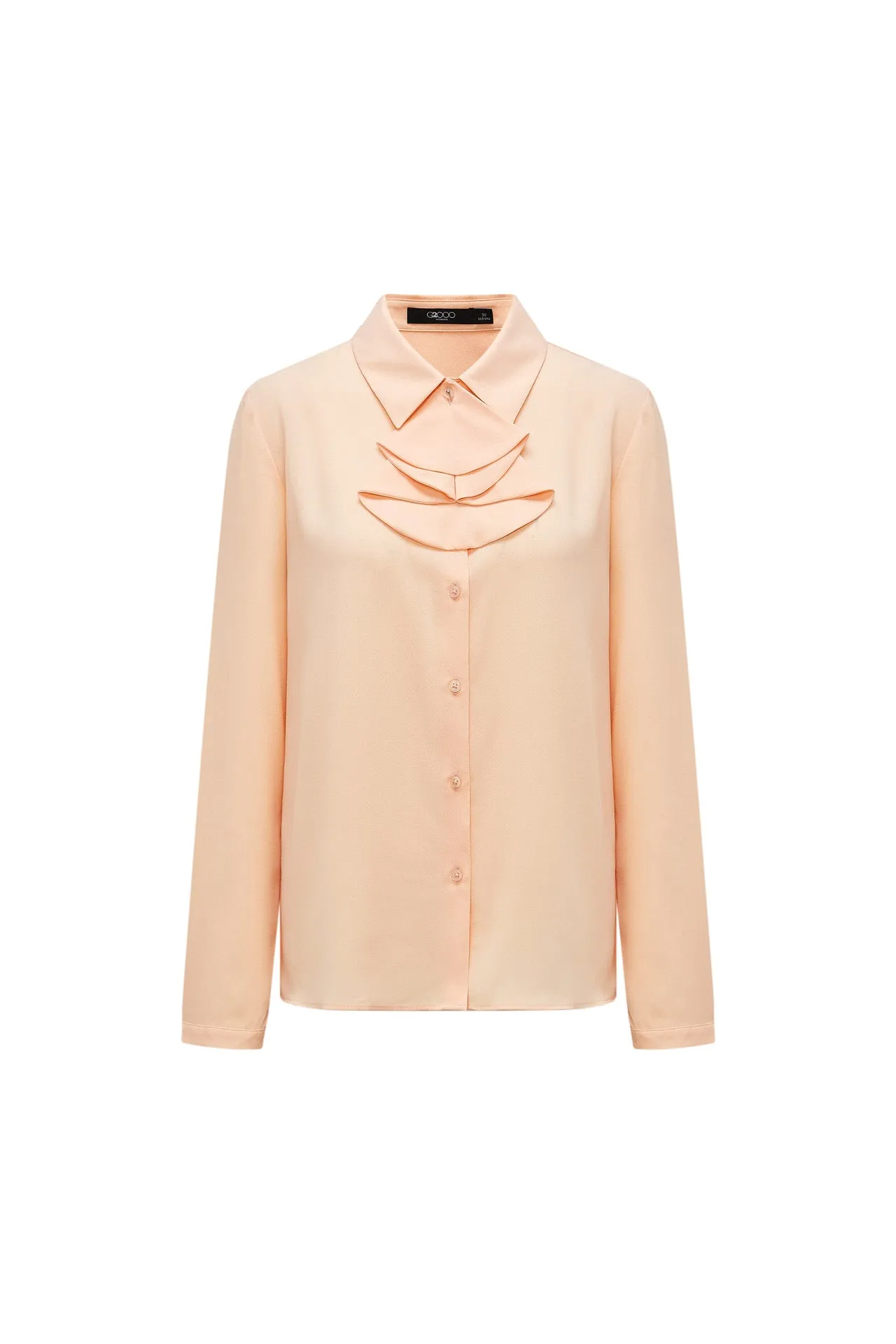 Crepe Shirt Collar Blouse with Detachable Scarf