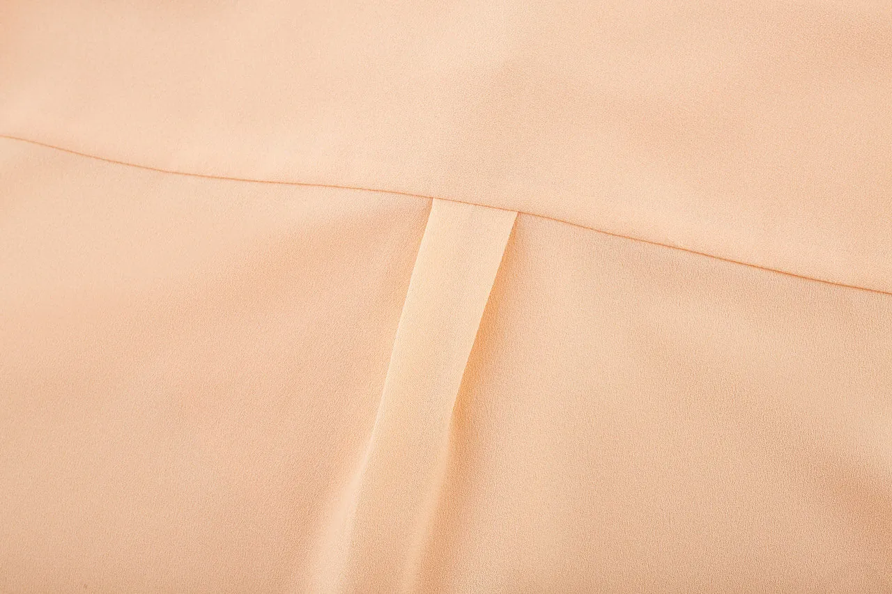 Crepe Shirt Collar Blouse with Detachable Scarf