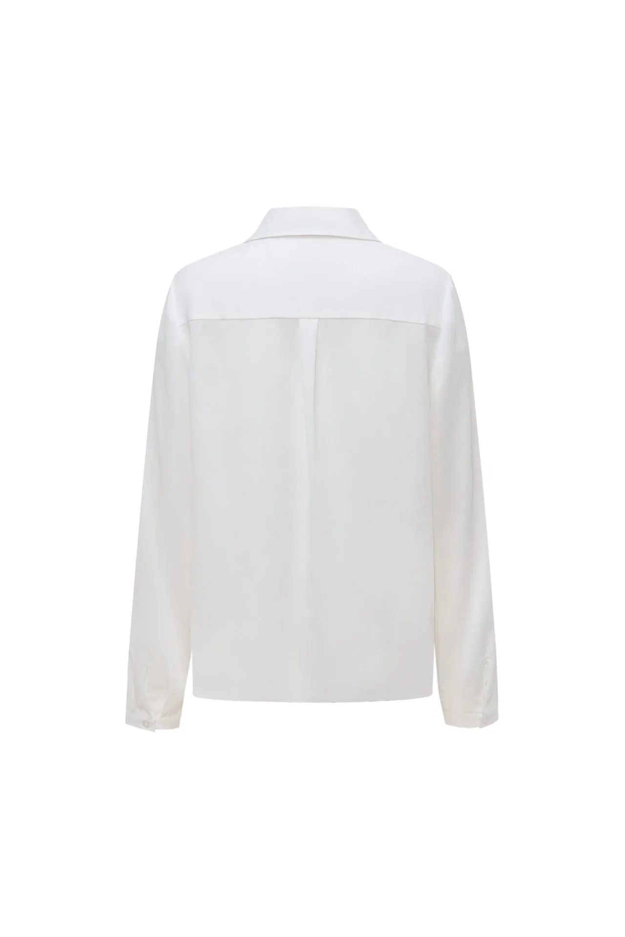 Crepe Shirt Collar Blouse with Detachable Scarf