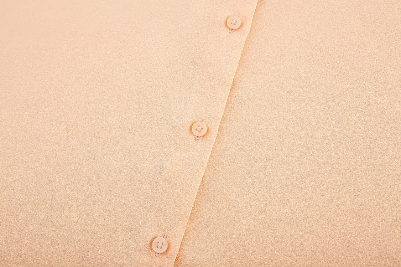 Crepe Shirt Collar Blouse with Detachable Scarf