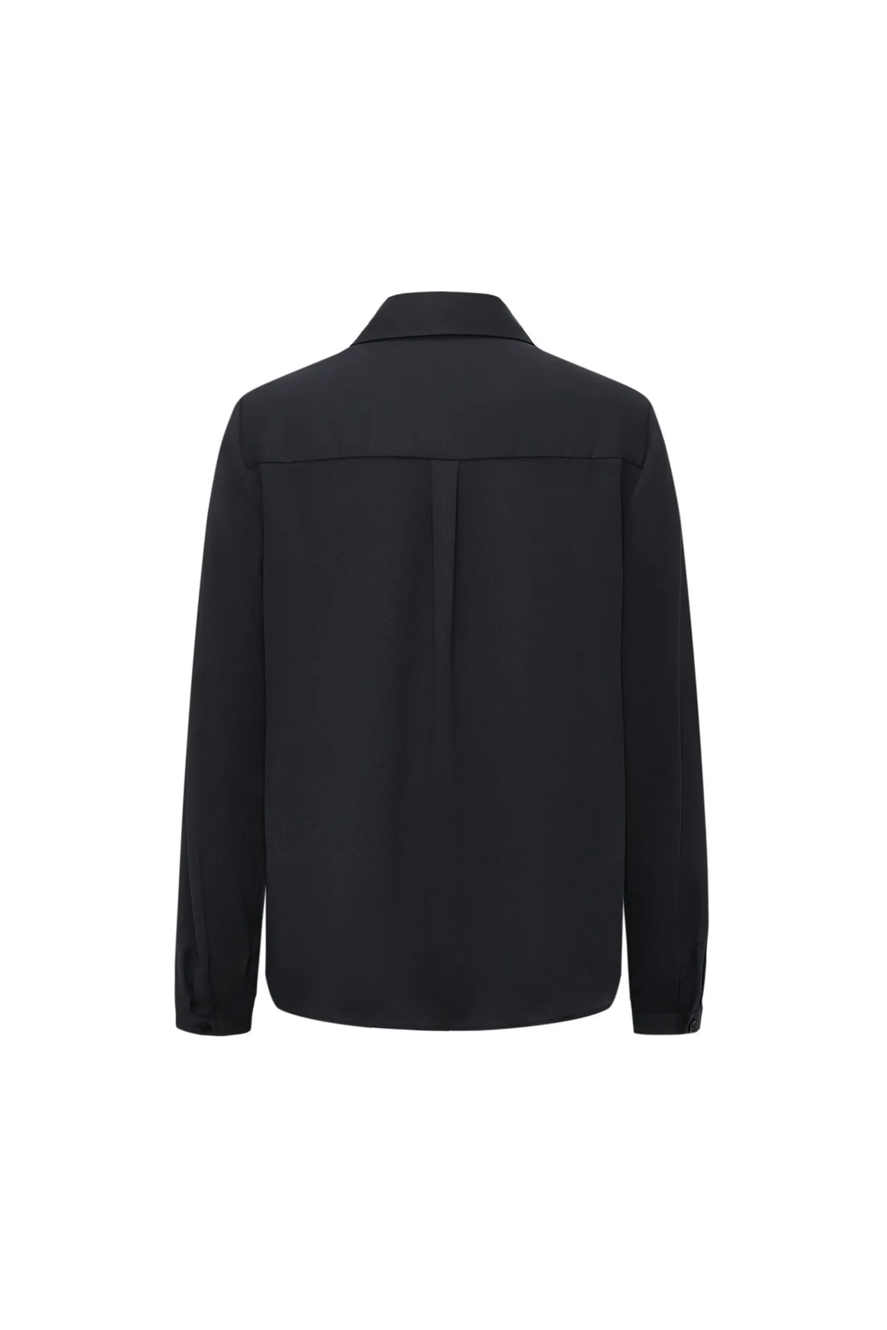 Crepe Shirt Collar Blouse with Detachable Scarf