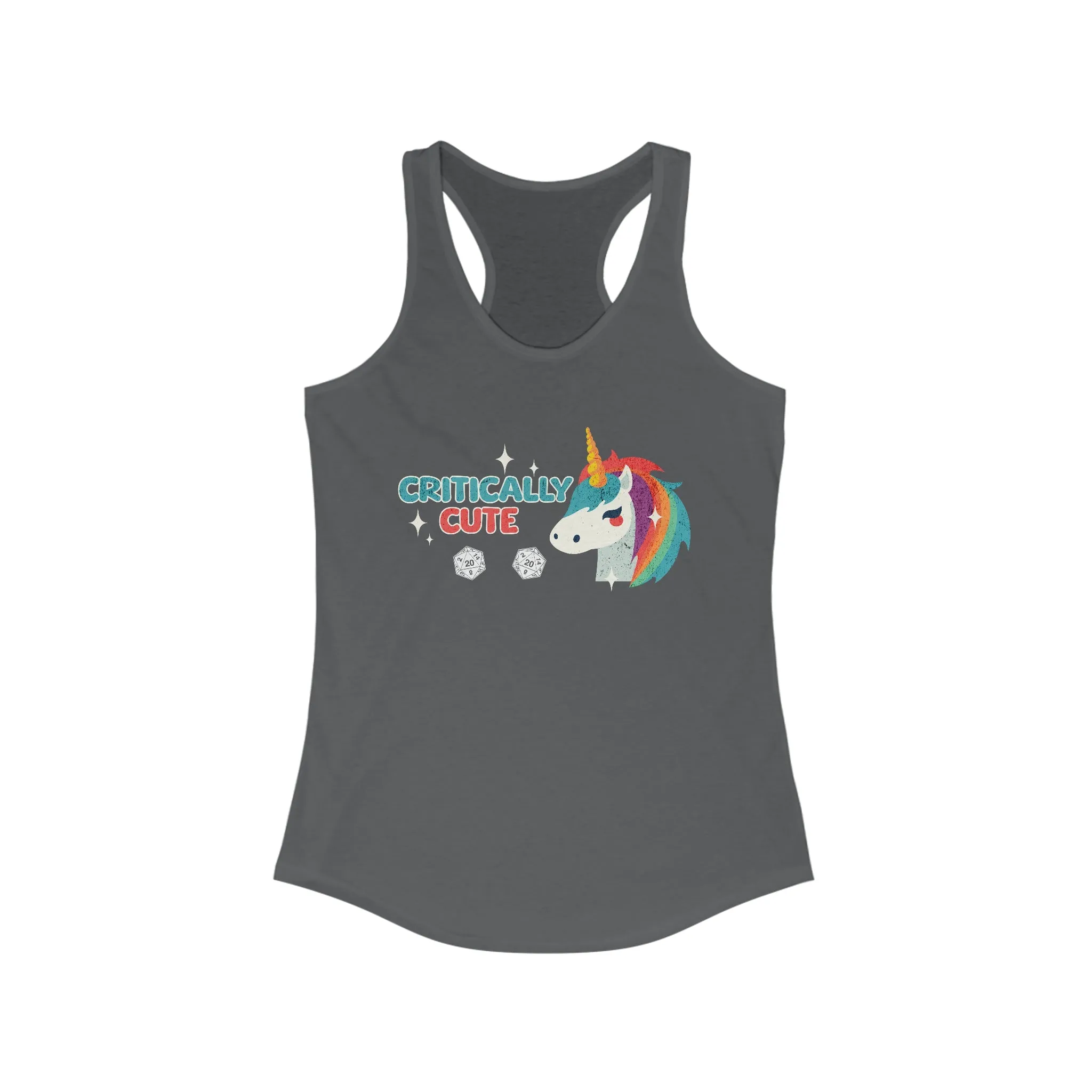 Critically Cute Unicorn Tank Top | DnD Inspired Racerback Top | Women's Fantasy Gamer Apparel