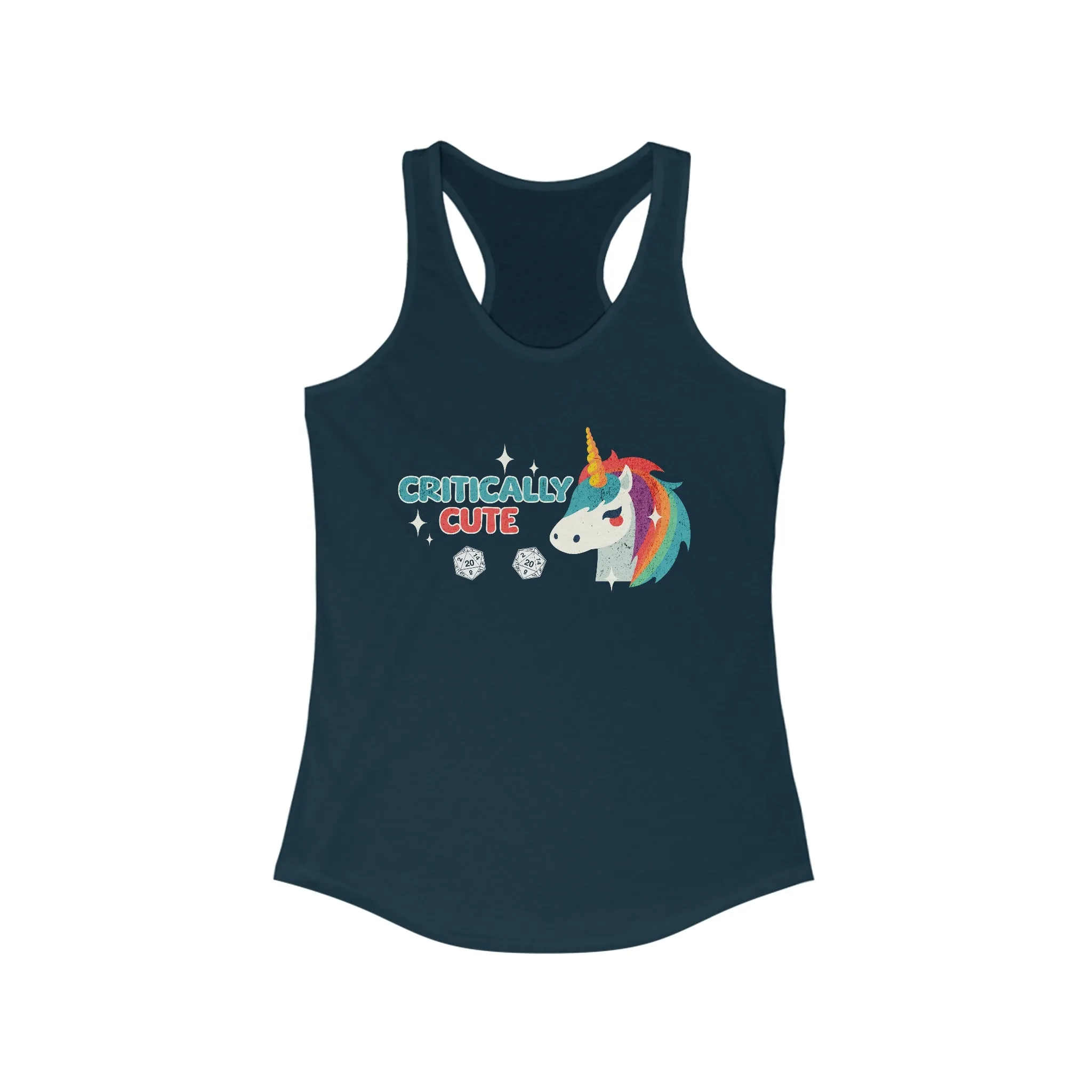 Critically Cute Unicorn Tank Top | DnD Inspired Racerback Top | Women's Fantasy Gamer Apparel