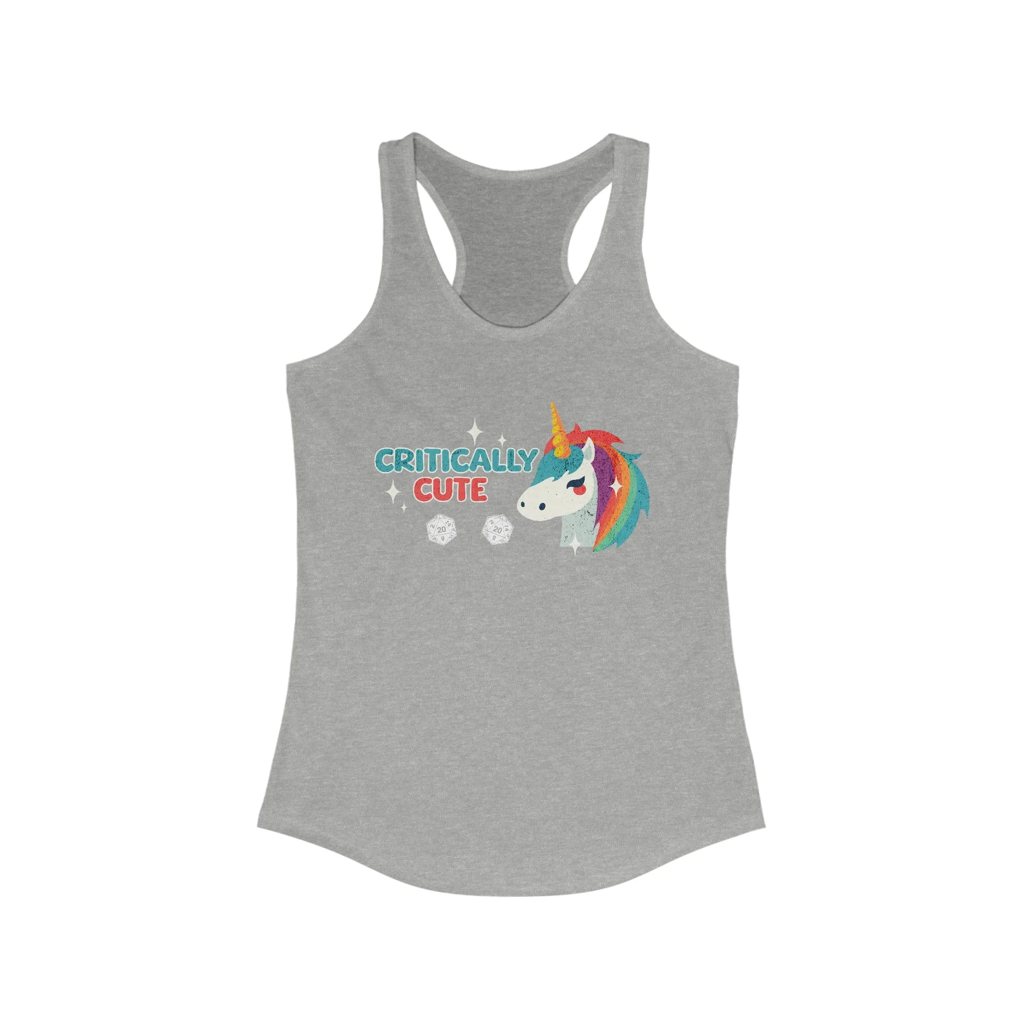 Critically Cute Unicorn Tank Top | DnD Inspired Racerback Top | Women's Fantasy Gamer Apparel