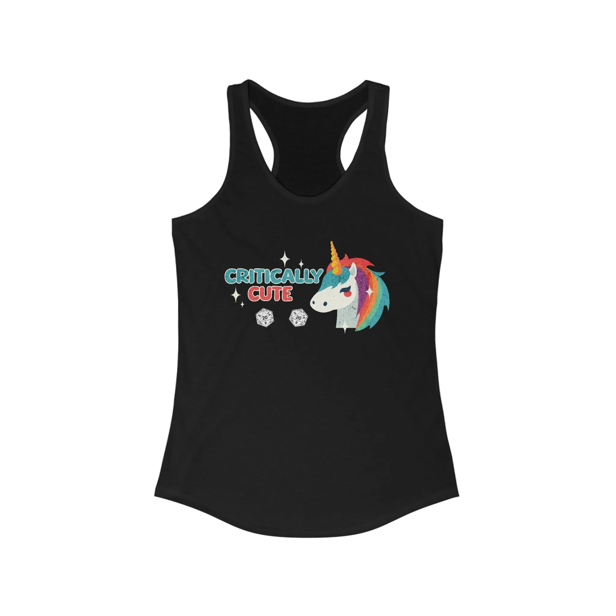 Critically Cute Unicorn Tank Top | DnD Inspired Racerback Top | Women's Fantasy Gamer Apparel