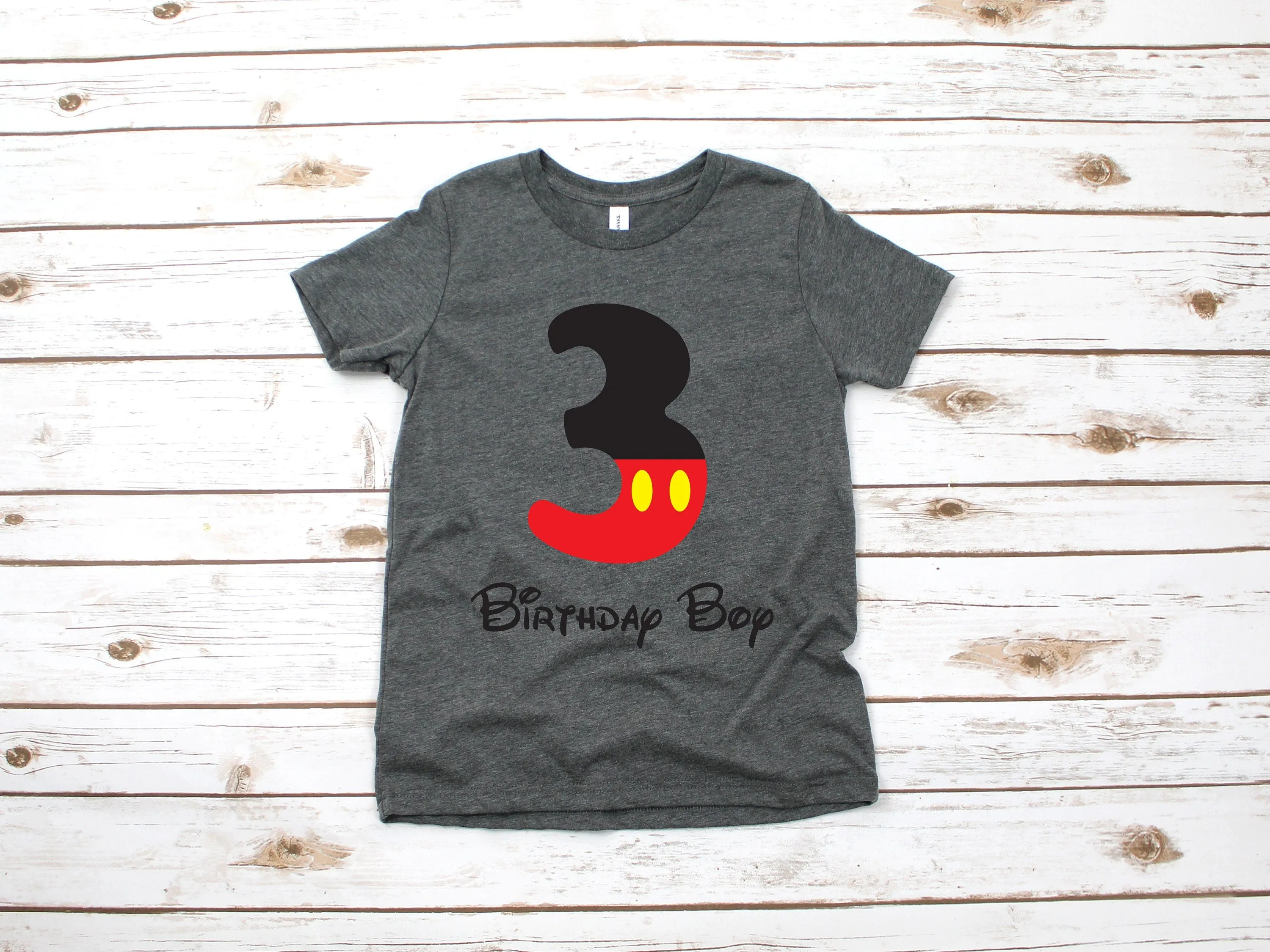 Custom Disney Birthday Boy T Shirt - Personalized Birthday Shirt - Mickey Numbers - Turning One, Two, Three, Four, Five