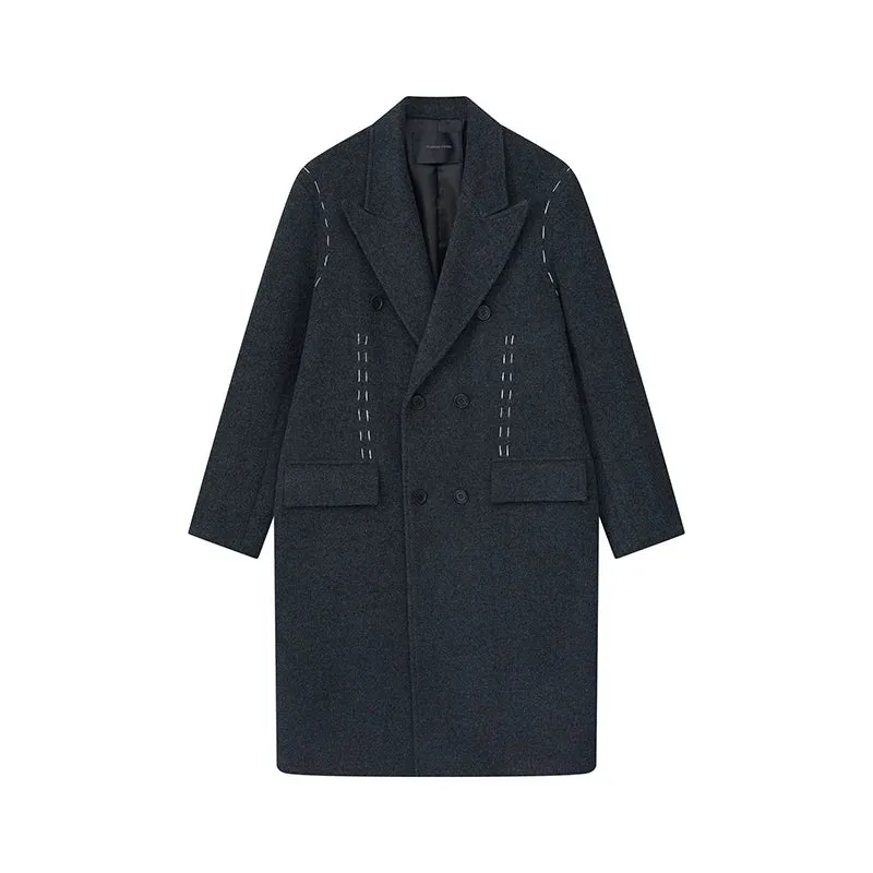 Dark Grey Double-Breasted Overcoat