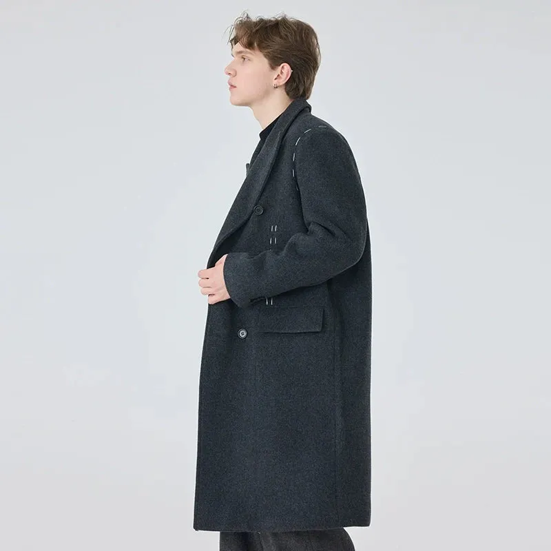 Dark Grey Double-Breasted Overcoat