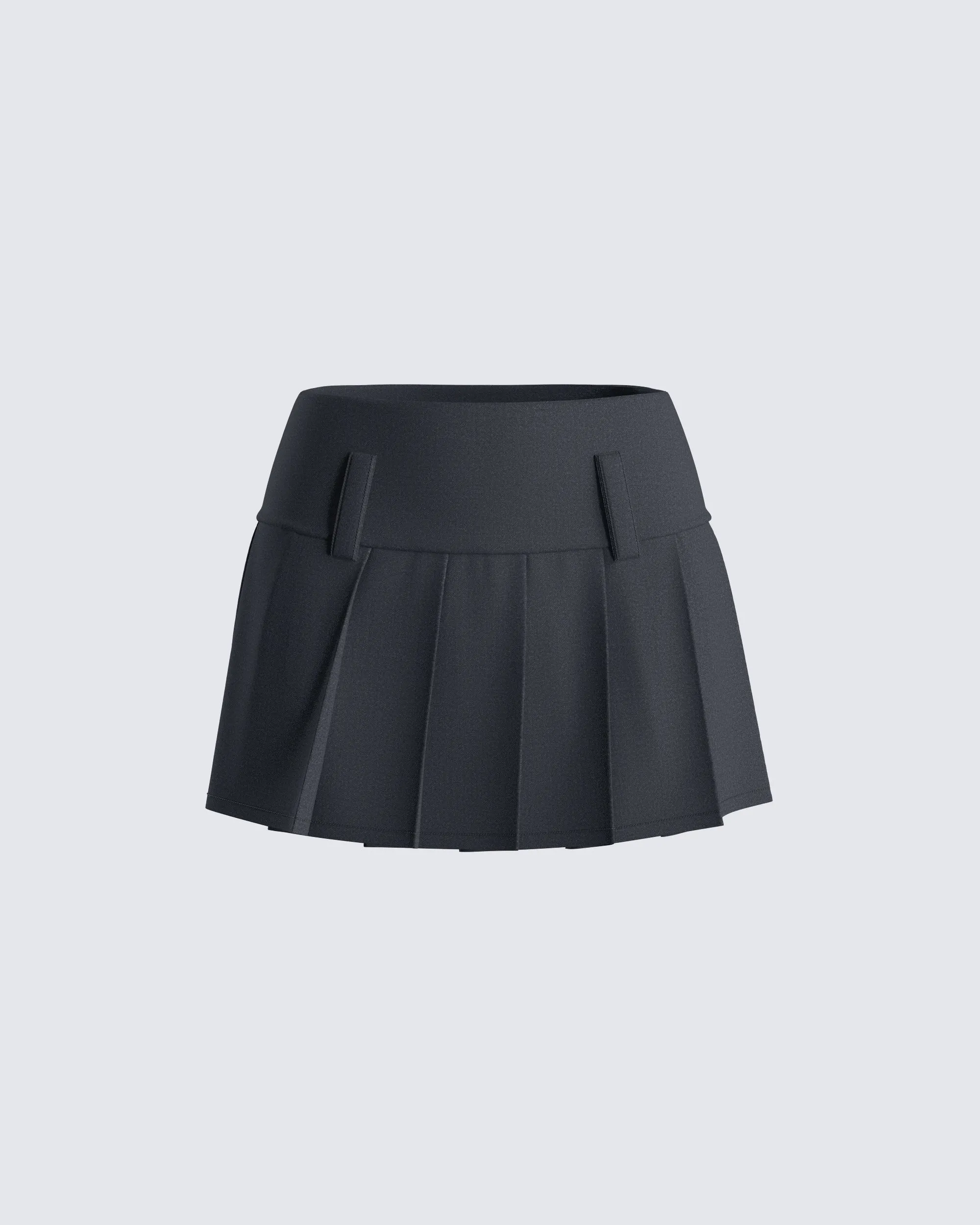 Deb Black Suiting Pleat Mini Skirt